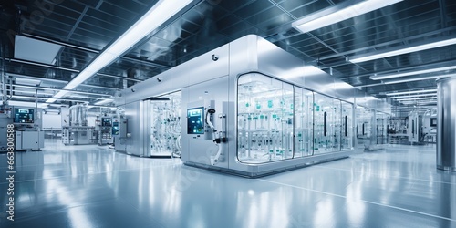 Pharma, pharmaceautical clean room, industrial design for large scale chemical production in controlled sterile conditions
