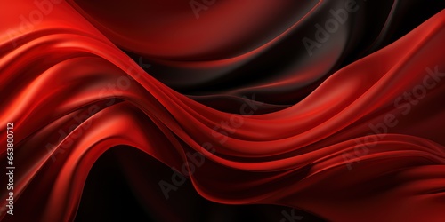 Red black elegant abstract background. Silk satin fabric with nice folds. Luxurious dark red background with wavy lines. Valentine, anniversary, wedding, birthday, holiday concept