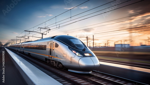high speed trains racing along the tracks