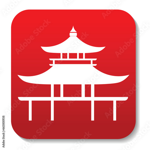 Japanese temple icon 3d button vector illustration