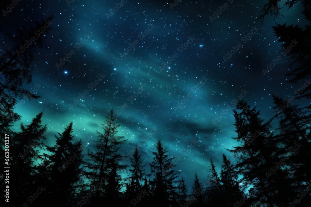 Naklejka premium Blue Green Night Sky