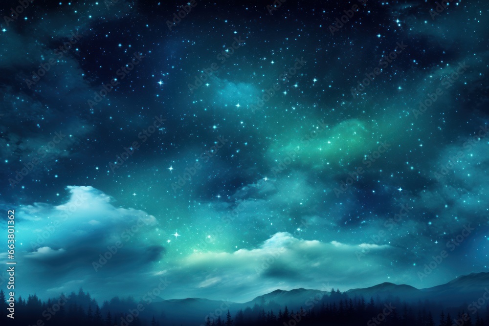 Blue Green Night Sky