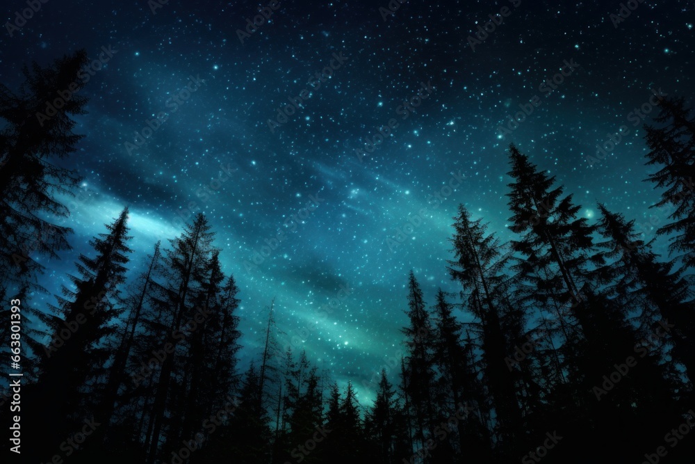 Naklejka premium Blue Green Night Sky