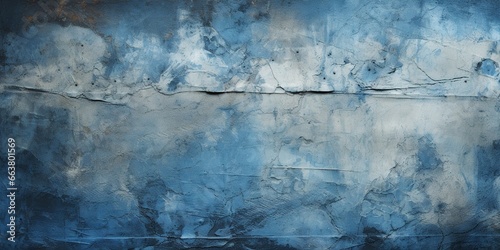 Toned painted old concrete wall with plaster. Dark blue vintage texture background with space for design. Close - up. Rough brush strokes. Grungy, grainy, uneven surface. Empty.