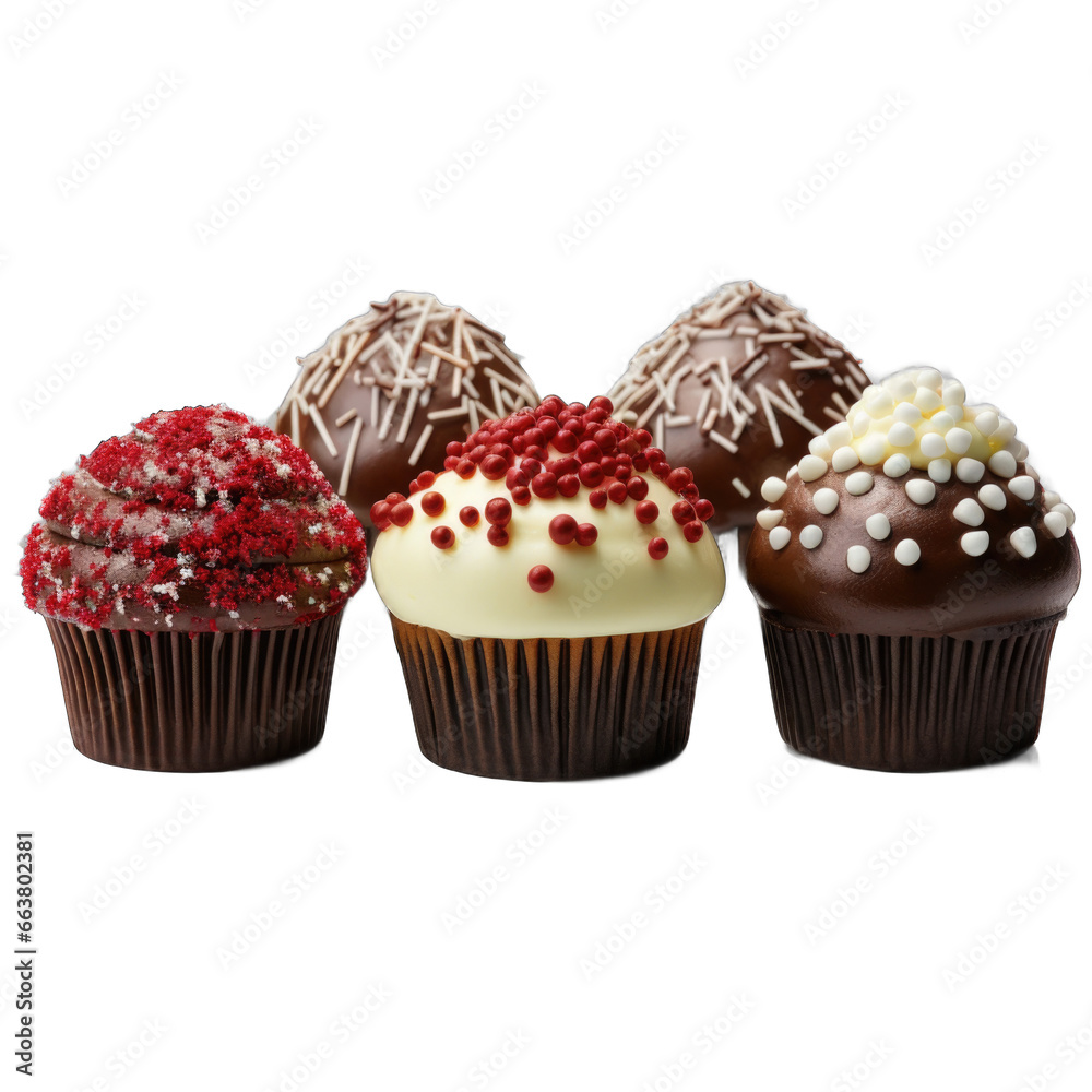 Baked cupcakes isolated on transparent background