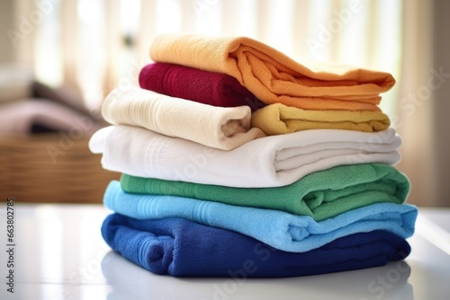 image of a pile of neatly folded towels on a laundry basket