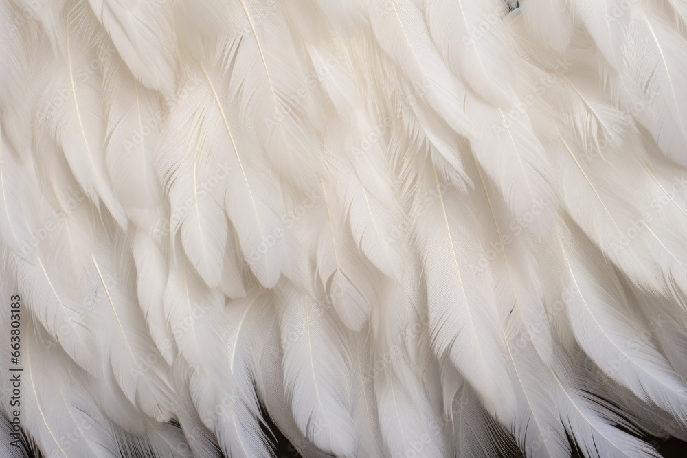 Obraz premium soft white feathers arrayed on a dove-shaped pattern