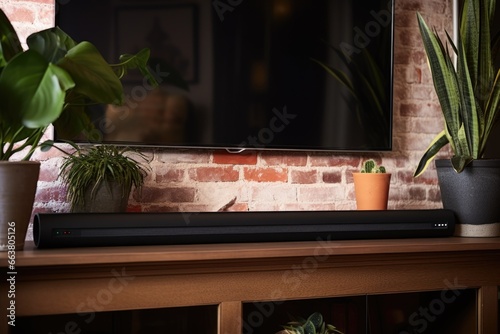 soundbar on a fireplace mantel next to a plant © Alfazet Chronicles