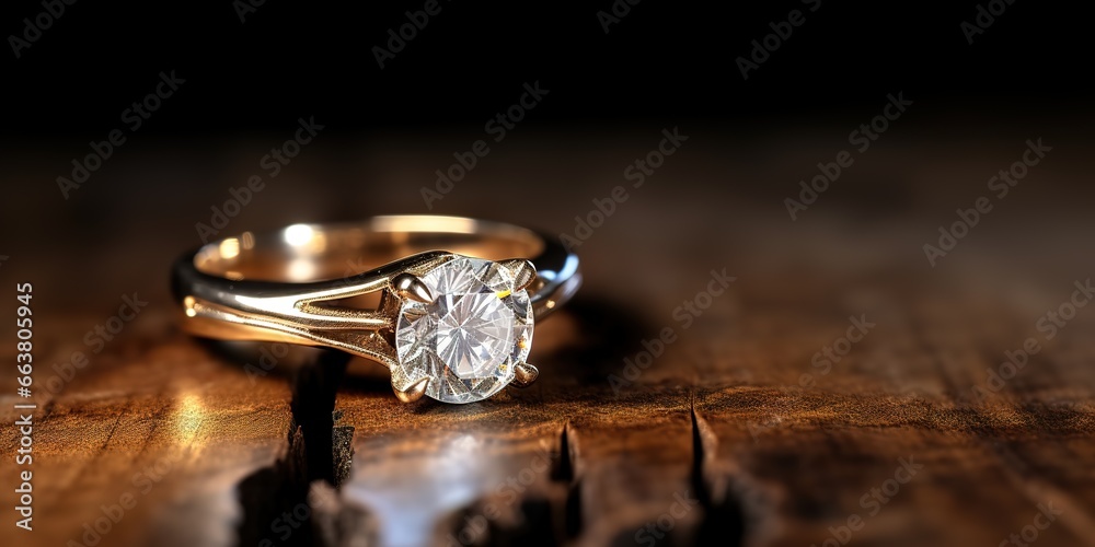 Fototapeta premium gold ring with diamonds that is very beautiful and luxurious, simple elegant.