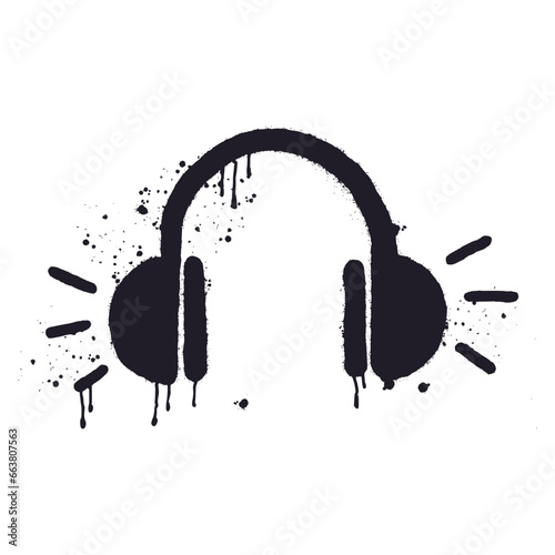 Vector illustration of headphones in graffiti style. Hand-drawn doodles.