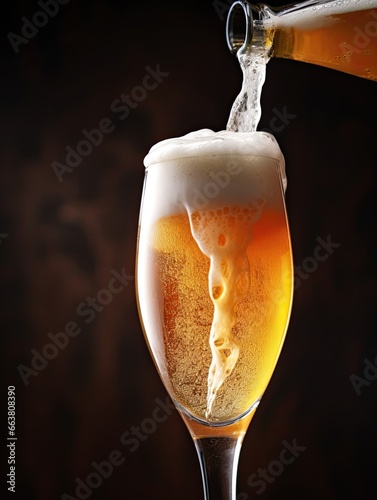 Beer getting poured into glass photo