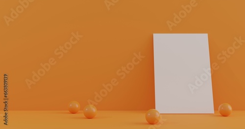 blank white label for insert text on orange background
