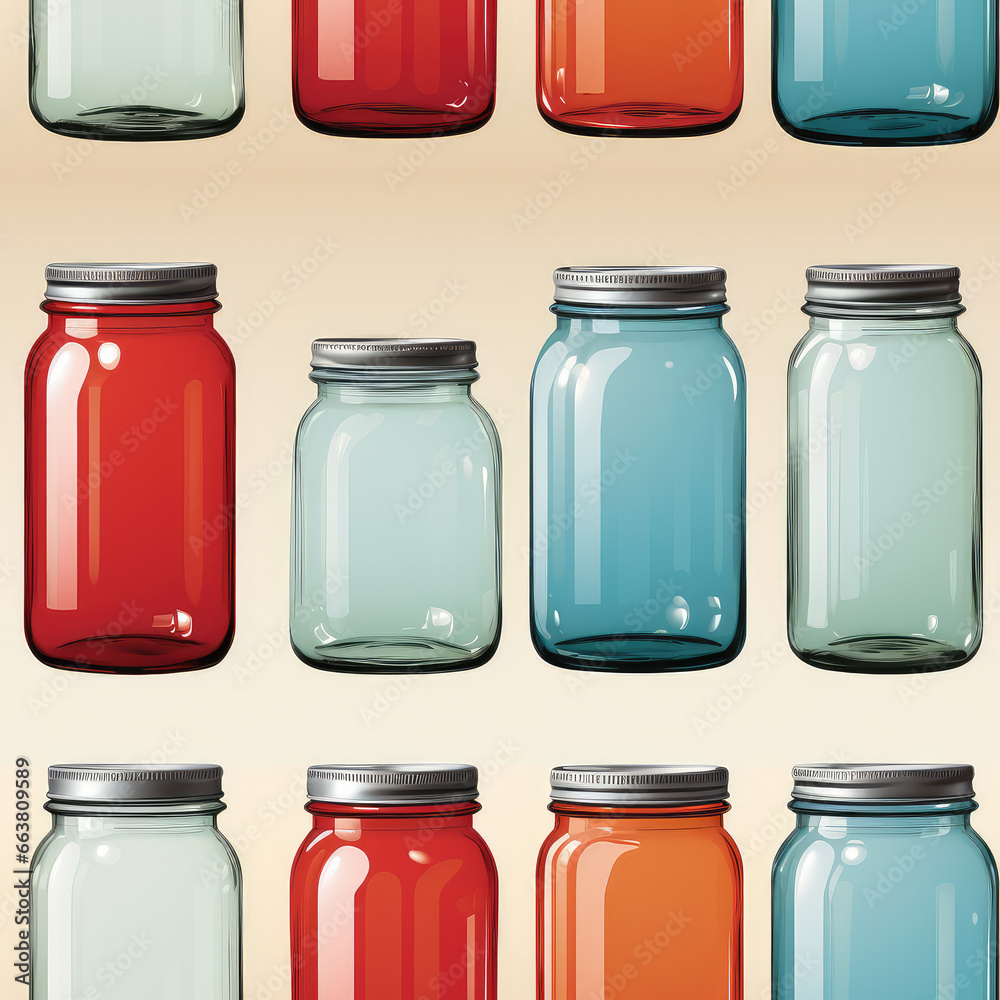Glass jars cartoon repeat pattern Glass jars cartoon repeat pattern