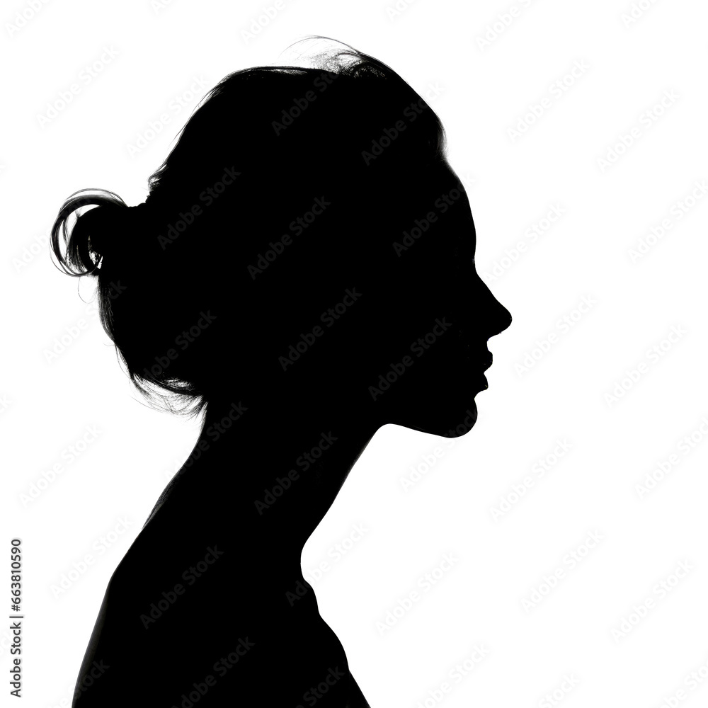 Silhouette of a young woman. Anonymous profile portrait picture. Social media avatar