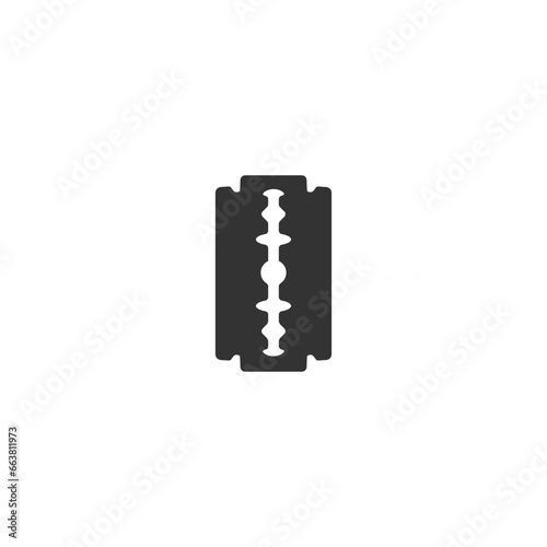 Razor blade simple icon on round background. Vector