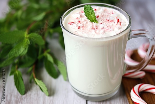 peppermint latte in a large coffee mug