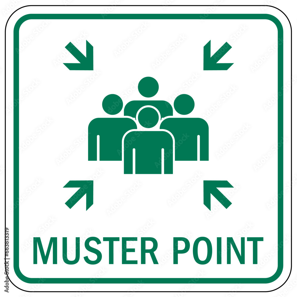 Muster point area sign Muster point area sign