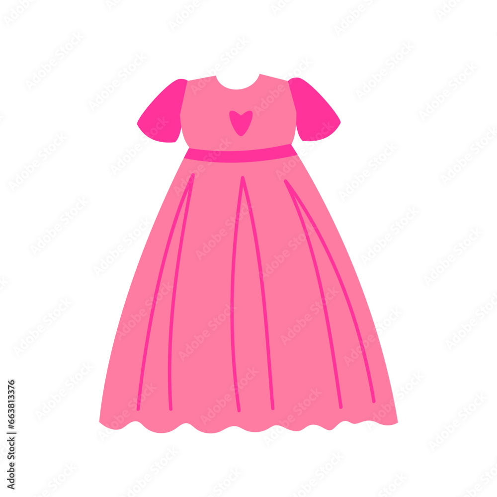 Pink dolls dress. Cute pink icon. Vector illustration. Pink dolls dress. Cute pink icon. Vector illustration.