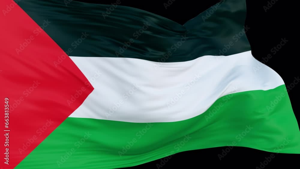 Palestine Flag Waving Loop on alpha channel place on footage or background. Palestine Flag Waving Loop on alpha channel place on footage or background.