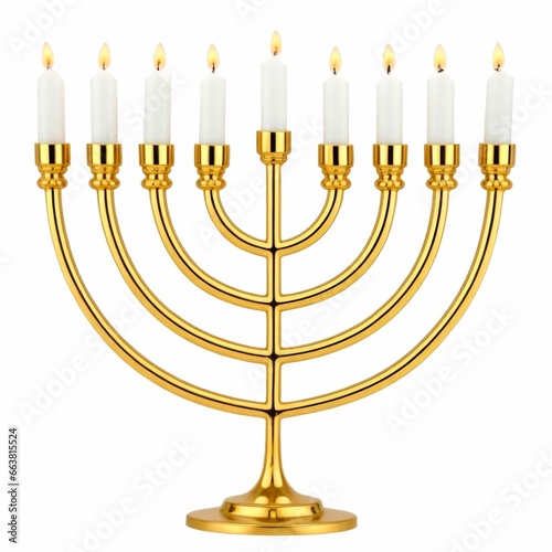 AI generated illustration of Hanukkah menorah with nine burning candles