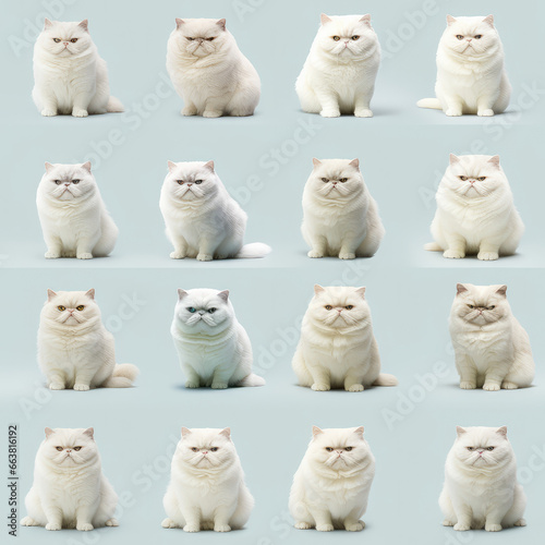 Exotic shorthair cats breed cute cartoon repeat pattern