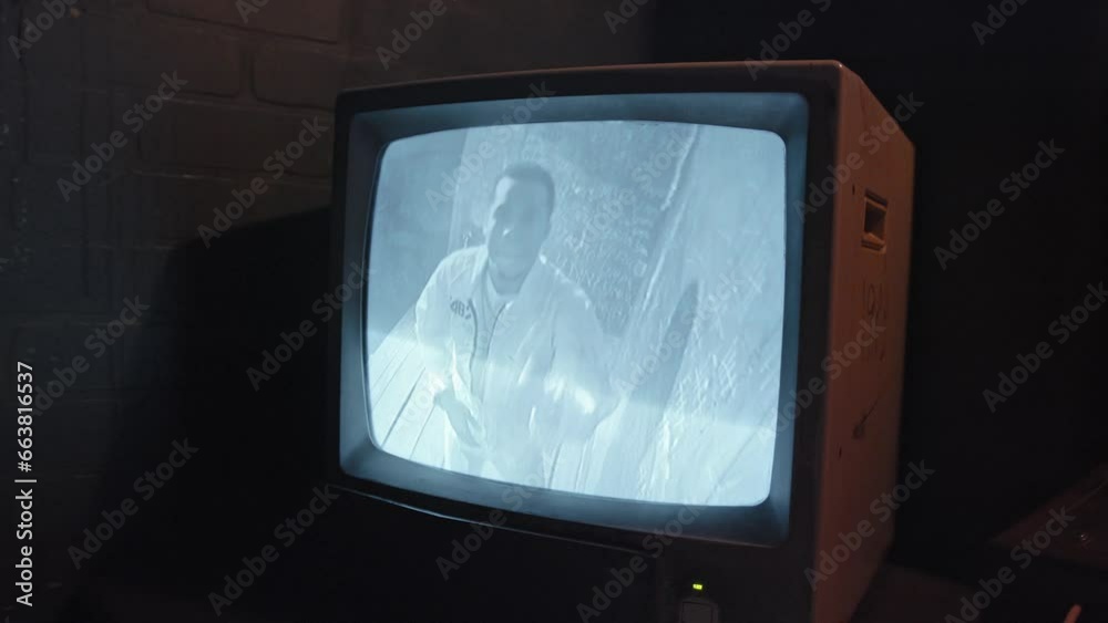 Vidéo Stock Video surveillance system screen in dark room, Record, shot