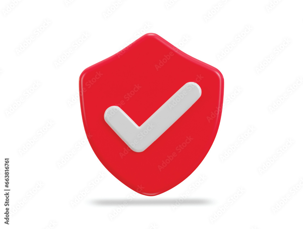 Right mark with protect shield 3d verified icon
