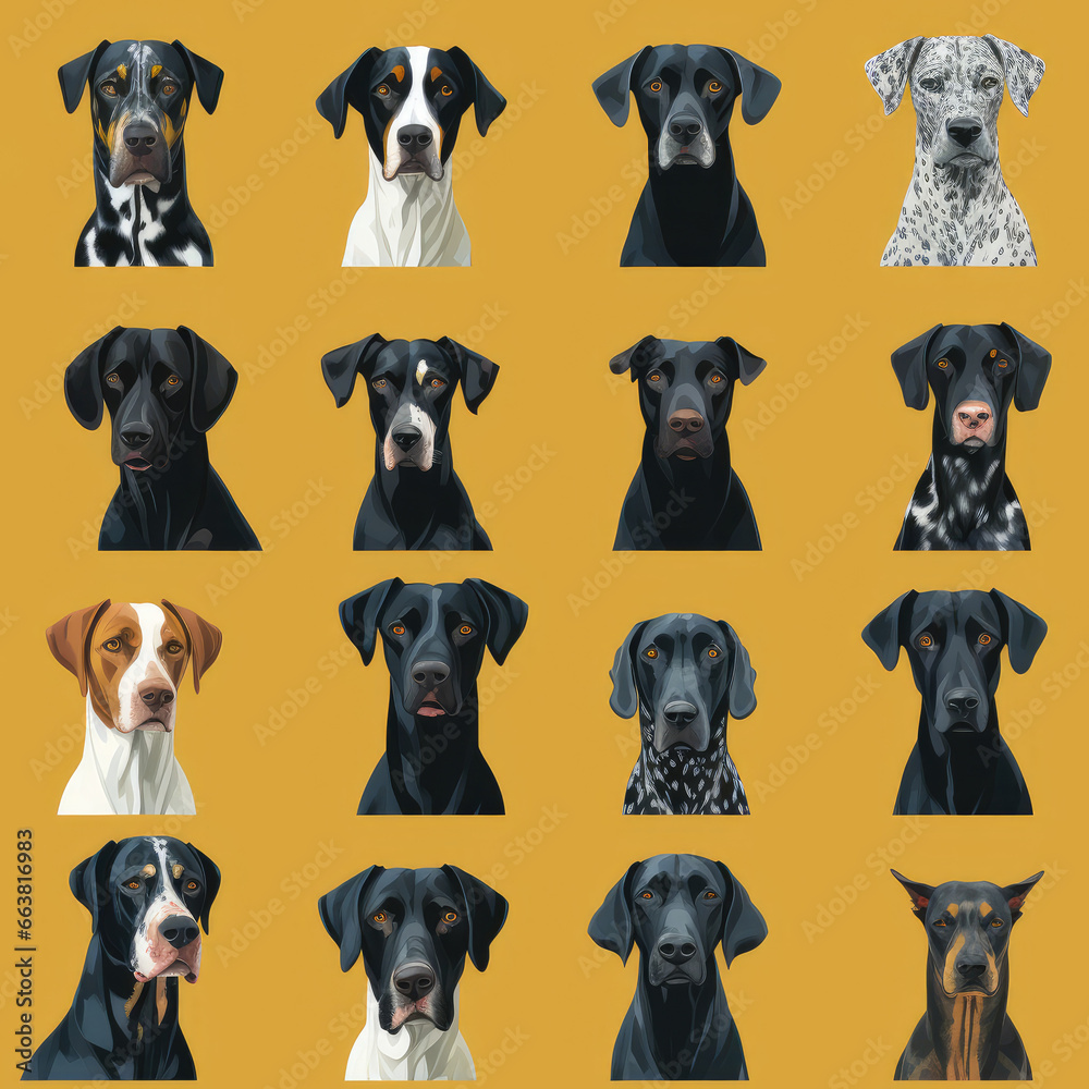 Obraz premium German Shorthaired Pointers dogs breed cute cartoon repeat pattern