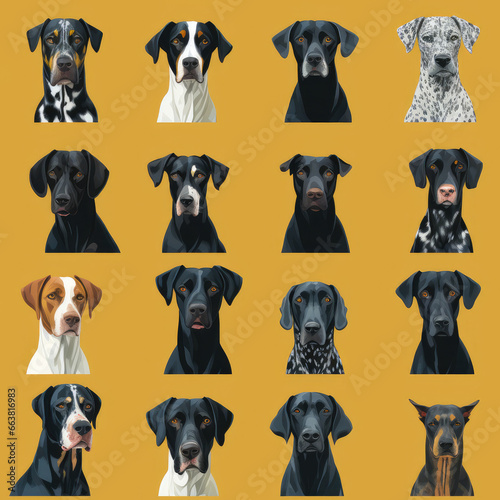 German Shorthaired Pointers dogs breed cute cartoon repeat pattern