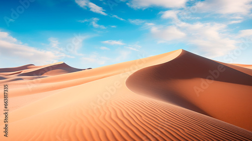 Wavy sand dunes of desert