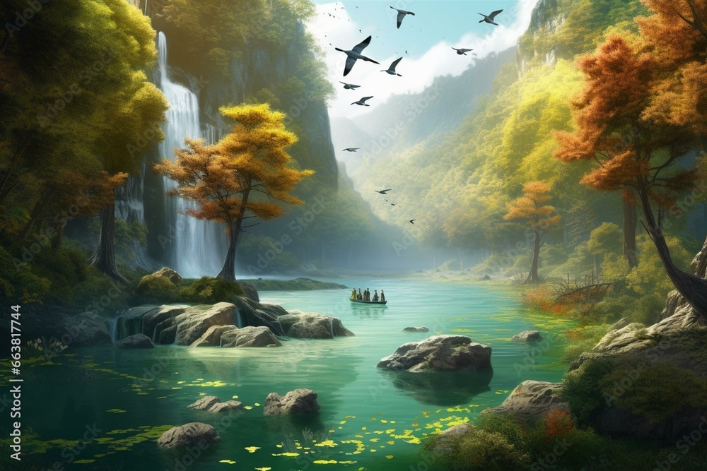 Stunning 3D scene depicting the captivating splendor of nature. Generative AI