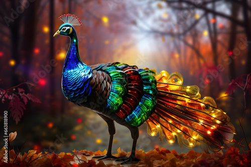 As you hike through the misty mountains of Japan. Generative AI,Portrait of beautiful peacock with feathers out,Beautiful peacock, watercolor, animal illustration. Generative AI.