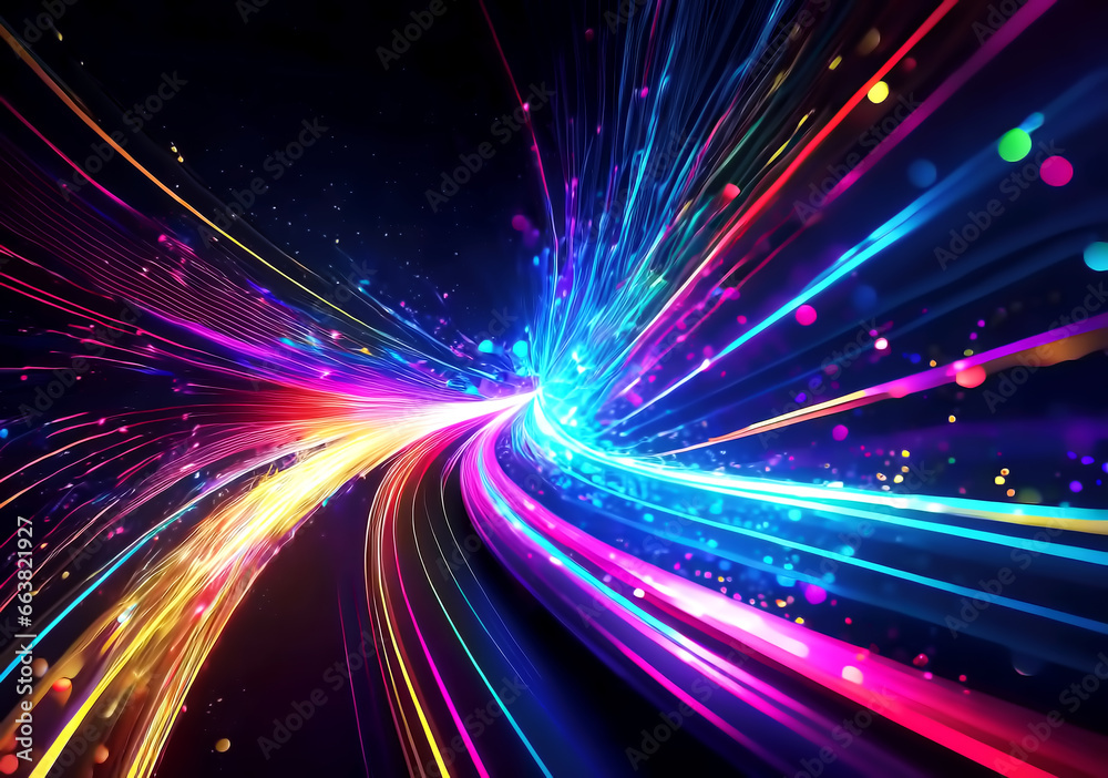 Obraz premium カーブしたカラフルな光線