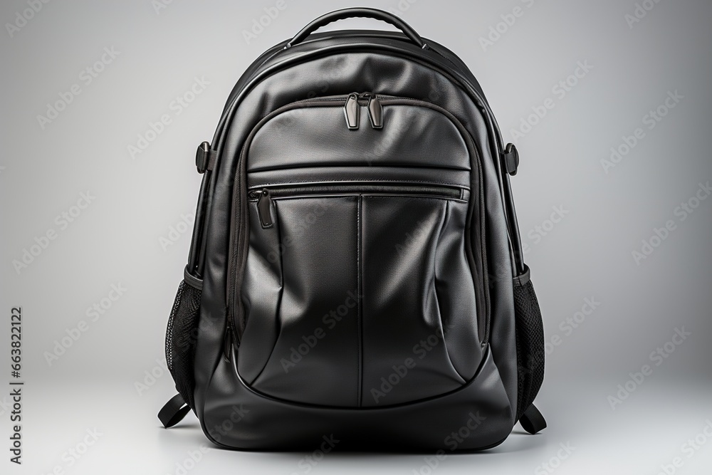 Fototapeta premium Black school bag on dark background