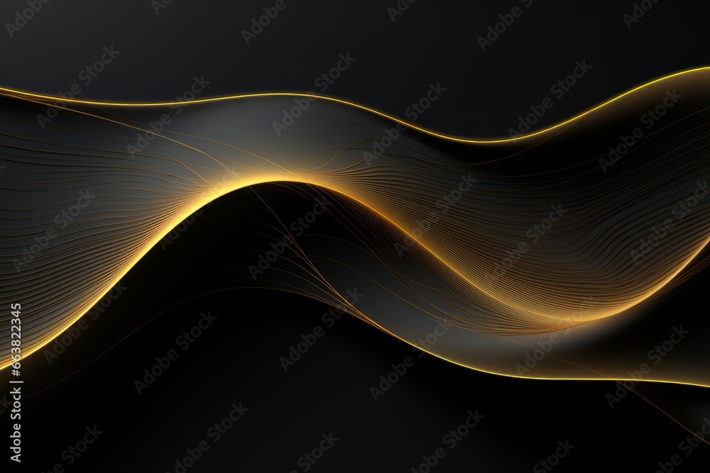 Fototapeta premium Golden Lines Texture on Black Background