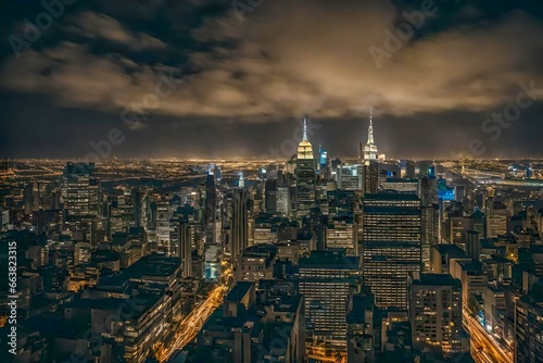 View of the city with abstract grunge background