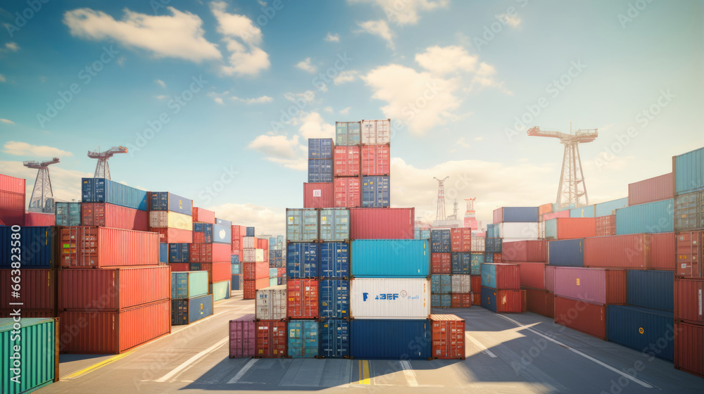 A city of containers, stacked stories high A city of containers, stacked stories high