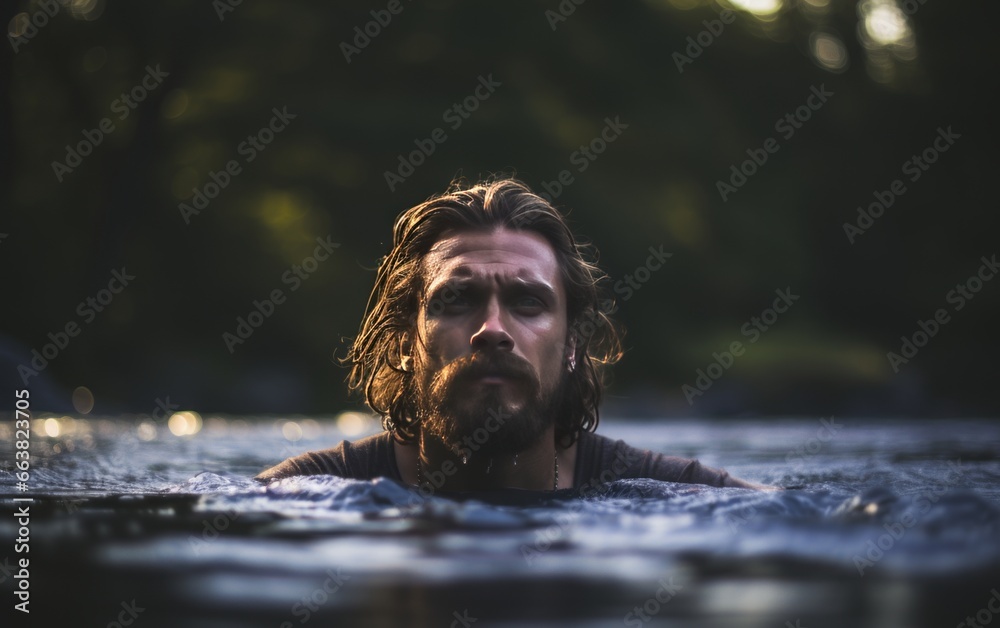 photo of man in a river