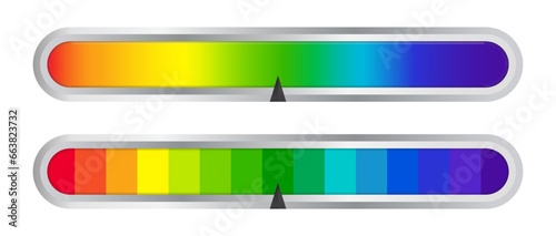 Light spectrum color electromagnetic wavelength radiation prism line, visible spectrum. Color scheme from infrared to ultraviolet. Color palette, gradient. Vector illustration