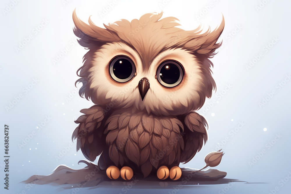 Obraz premium super cute, animals, owl, chibi style