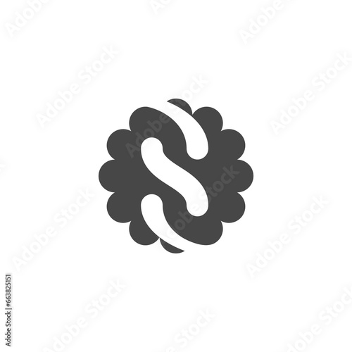 The monogram is the letter S and cloud curly. Unique, outline and elegant.