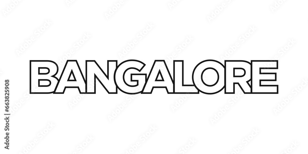 Bangalore in the India emblem. The design features a geometric style, vector illustration with bold typography in a modern font. The graphic slogan lettering.