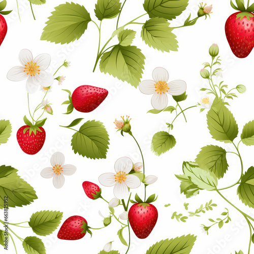 Strawberry fruit berry cartoon repeat pattern