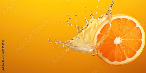 orange slices with splashes of water on an orange background