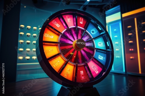 Roulette wheel in casino. Casino concept. 3D Rendering, Fortune wheel for sales promo event, AI Generated photo