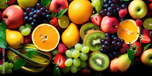 background of various kinds of fruit