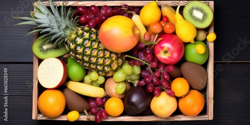 various kinds of fresh fruit with high vitamin content