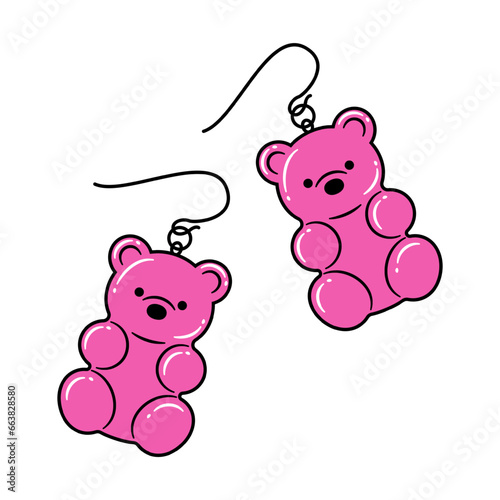 vector illustration of gummy bear earrings on white for banners, cards, flyers, social media wallpapers, etc.