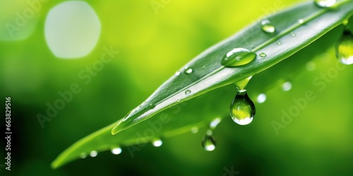 Beautiful green leaves with water drops, close-up