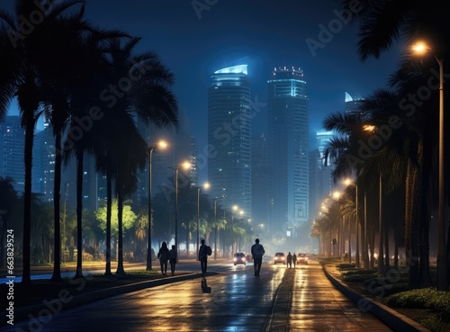 Dark City Street at Night